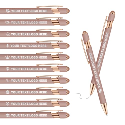 ENOMY Personalisierter Kugelschreiber mit Stylus Gravur mit Name/Logo/Text Individueller Kugelschreiber mit schwarzer Tinte Ideales Werbegeschenk für Business Büro Partys Events Studium Gold von ENOMY