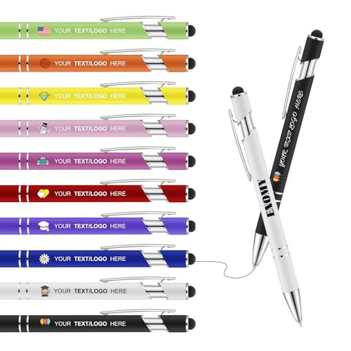 ENOMY Personalisiertes Kugelschreiber Set mit Stylus Bedruckbare Kugelschreiber mit Schwarzer Tinte Ideal für Unternehmen Büros Events Schulen & als Geschenkidee Gemischte Farbe von ENOMY