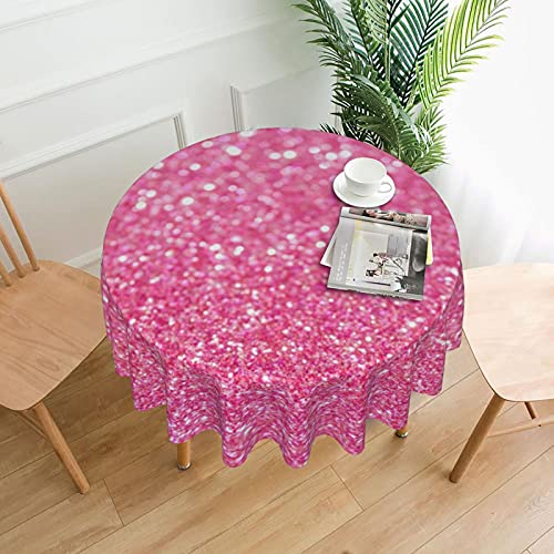 Runde Tischdecke, Bedruckt mit funkelndem rosa Glitzer, wasserfest, staubdicht, Tischdekoration, knitterfrei, Tischtuch – 60 Zoll von ENPAP