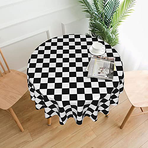Runde Tischdecke, schwarz-weiß Karierte Streifen, wasserfest, staubdicht, Tischdekoration, knitterfrei, Tischtuch – 60 Zoll Runde Tischdecke, schwarz-weiß Karierte Streifen, wasserfest, staubdicht, Tischdekoration, knitterfrei, Tischtuch – 60 Zoll von ENPAP
