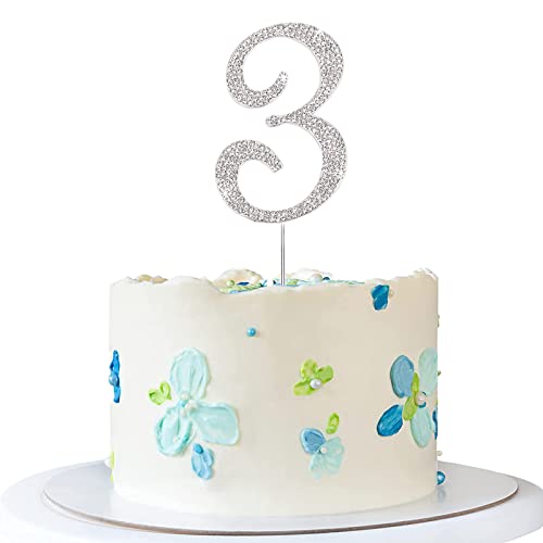 ENSTAB 0-9 Tortendeko Silber Strasssteine Happy Birthday Cake Topper Jahrestag Tortendeko(3), SHINY-10 von ENSTAB