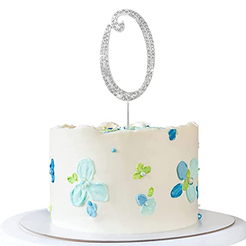 ENSTAB 0-9 Tortendeko Silber Strasssteine Happy Birthday Cake Topper Jahrestag Tortendeko (0), SHINY-10 von ENSTAB