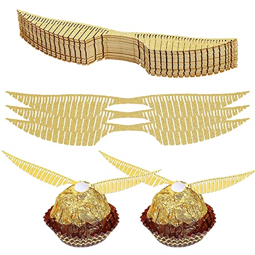 50 Stück Goldene Flügel Schokolade Deko Flügel Cupcake Topper für Geburtstag Party Deko (B) von ENSTAB