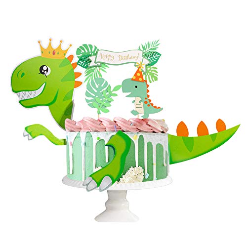 Dinosaurier Tortendeko Dino Kuchen Dekoration Dschungel-Kuchenaufsatz Dinosaurier Toppers für Geburtstag Tortendeko Junge von ENSTAB