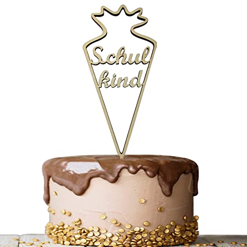 Schulkind Tortendeko Holz Einschulung Kuchen Dekoration Holz Schulanfang Party Deko (Schulkind) von ENSTAB