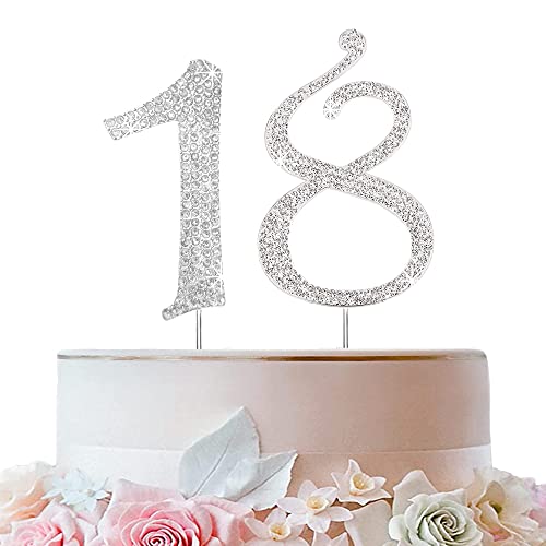 Tortendeko Silber Strasssteine Happy Birthday Cake Topper für Geburtstag Deko (18) von ENSTAB