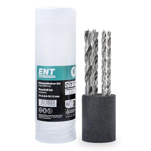 ENT 09256 6-tlg. Holzbohrer-Set HSS-G, Ø 4-12 mm, Nutzlänge 100 mm, Gesamtlänge 150 mm ENT 09256 6-tlg. Holzbohrer-Set HSS-G, Ø 4-12 mm, Nutzlänge 100 mm, Gesamtlänge 150 mm von ENT European Norm Tools