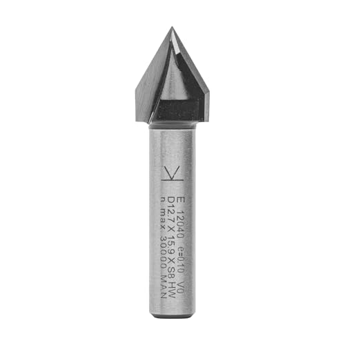 ENT 12040 V-Nutfräser und Schriftenfräser HW, Schaft (S) 8 mm, Durchmesser (D) 12,7 mm, NL 15,9 mm, E 60°, SL 32 mm von ENT European Norm Tools