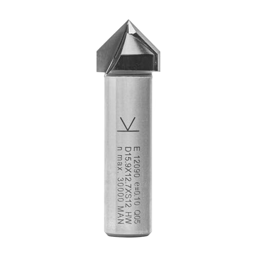 ENT 12090 V-Nutfräser und Schriftenfräser HW, Schaft (S) 12 mm, Durchmesser (D) 15,9 mm, NL 12,7 mm, E 90°, SL 40 mm, Oberfräser für die Holzbearbeitung von ENT European Norm Tools