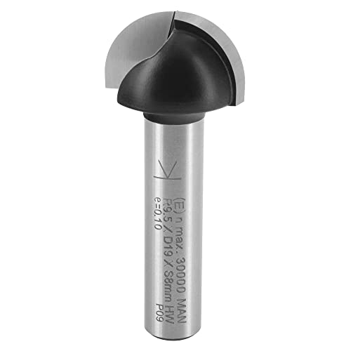 ENT 12292 Hohlkehlfräser HW, Schaft (S) 8 mm, Radius (R) 9,5 mm, Durchmesser (D) 19 mm, NL 11 mm, SL 32 mm, Holzbearbeitung, Oberfräse von ENT European Norm Tools