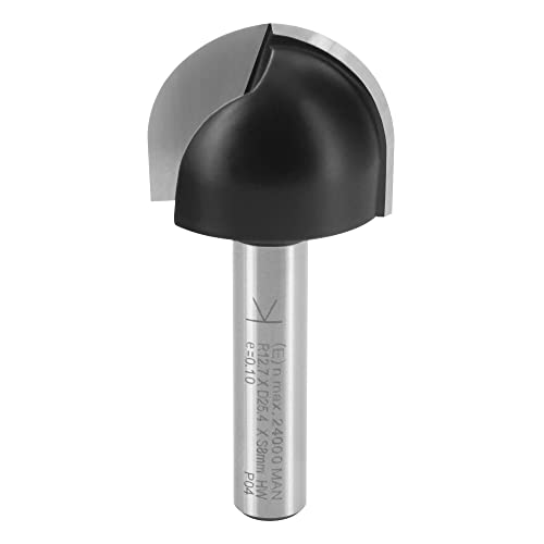 ENT 12300 Hohlkehlfräser HW, Schaft (S) 8 mm, Radius (R) 12,7 mm, Durchmesser (D) 25,4 mm, NL 19 mm, SL 32 mm, Holzbearbeitung, Oberfräse von ENT European Norm Tools
