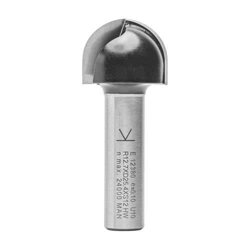 ENT 12380 Hohlkehlfräser HW, Schaft (S) 12 mm, Radius (R) 12,7 mm, D 25,4 mm, NL 19 mm, SL 40 mm, Holzbearbeitung, Oberfräse von ENT European Norm Tools