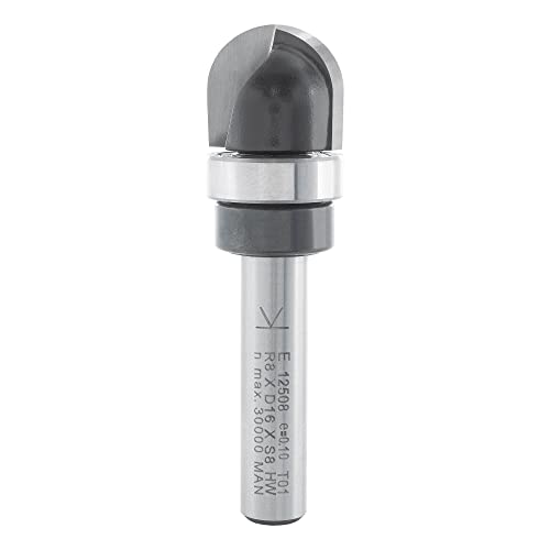 ENT 12508 Hohlkehlfräser HW, Schaft (S) 8 mm, Radius (R) 8 mm, D 16 mm, NL 14 mm, SL 32 mm, mit Kugellager, Holzbearbeitung, Oberfräse von ENT European Norm Tools