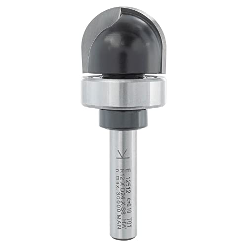 ENT 12512 Hohlkehlfräser HW, Schaft (S) 8 mm, Radius (R) 12 mm, D 24 mm, NL 18 mm, SL 32 mm, mit Kugellager, Holzbearbeitung, Oberfräse von ENT European Norm Tools