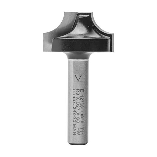 ENT 12766 Viertelstabfräser HW, Schaft (S) 8 mm, Durchmesser (D) 27 mm, NL 15 mm, R 8 mm, SL 32 mm von ENT European Norm Tools