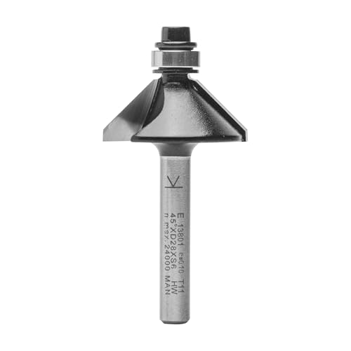 ENT 13801 Fasefräser HW, Schaft (S) 6 mm, Durchmesser (D) 28,6 mm, NL 10,5 mm, E 45°, SL 32 mm, mit Kugellager von ENT European Norm Tools