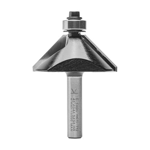 ENT 13820 Fasefräser HW, Schaft (S) 8 mm, Durchmesser (D) 44,5 mm, NL 15,9 mm, E 45°, SL 32 mm, mit Kugellager von ENT European Norm Tools