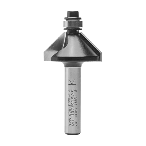 ENT 13821 Fasefräser HW, Schaft (S) 8 mm, Durchmesser (D) 28,6 mm, NL 9 mm, E 45°, SL 32 mm, mit Kugellager von ENT European Norm Tools