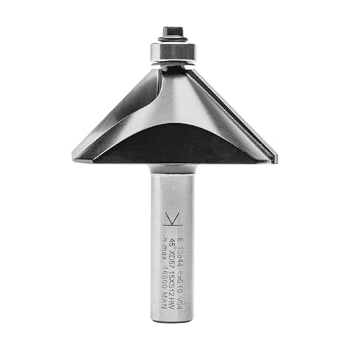ENT 13844 Fasefräser HW, Schaft (S) 12 mm, Durchmesser (D) 57,2 mm, NL 22,2 mm, E 45°, SL 40 mm, mit Kugellager von ENT European Norm Tools