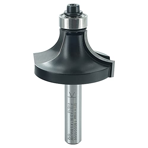 ENT 14300 Abrundfräser HW, Schaft (S) 8 mm, Durchmesser (D) 38,1 mm, NL 19 mm, R 12,7 mm, SL 32 mm, mit Kugellager von ENT European Norm Tools