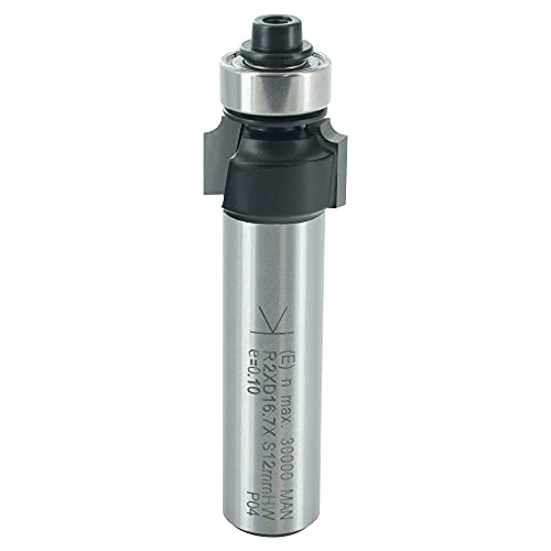 ENT 14360 Abrundfräser HW, Schaft (S) 12 mm, Durchmesser (D) 16,7 mm, NL 9,5 mm, R 2 mm, SL 40 mm, mit Kugellager von ENT European Norm Tools
