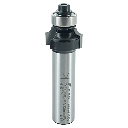 ENT 14362 Abrundfräser HW, Schaft (S) 12 mm, Durchmesser (D) 18,7 mm, NL 9,5 mm, R 3 mm, SL 40 mm, mit Kugellager von ENT European Norm Tools