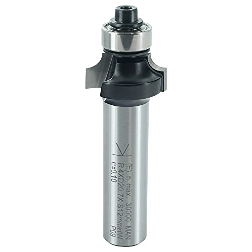 ENT 14364 Abrundfräser HW, Schaft (S) 12 mm, Durchmesser (D) 20,7 mm, NL 9,5 mm, R 4 mm, SL 40 mm, mit Kugellager von ENT European Norm Tools