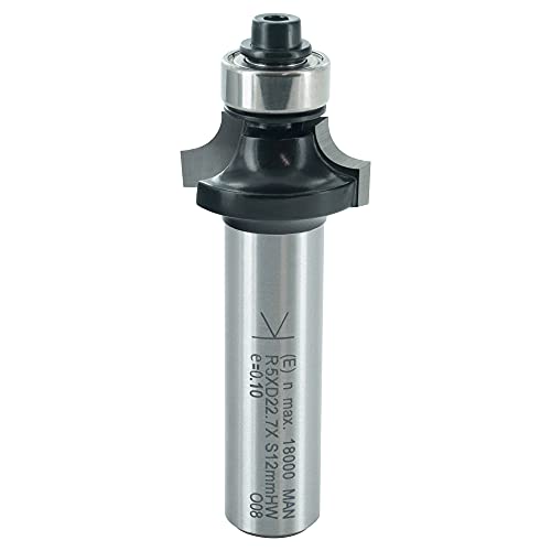 ENT 14366 Abrundfräser HW, Schaft (S) 12 mm, Durchmesser (D) 22,7 mm, NL 9,5 mm, R 5 mm, SL 40 mm, mit Kugellager von ENT European Norm Tools