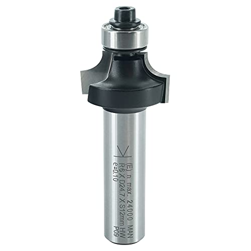 ENT 14368 Abrundfräser HW, Schaft (S) 12 mm, Durchmesser (D) 24,7 mm, NL 12,7 mm, R 6 mm, SL 40 mm, mit Kugellager von ENT European Norm Tools