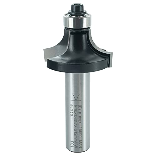 ENT 14376 Abrundfräser HW, Schaft (S) 12 mm, Durchmesser (D) 32,7 mm, NL 16 mm, R 10 mm, SL 40 mm, mit Kugellager von ENT European Norm Tools