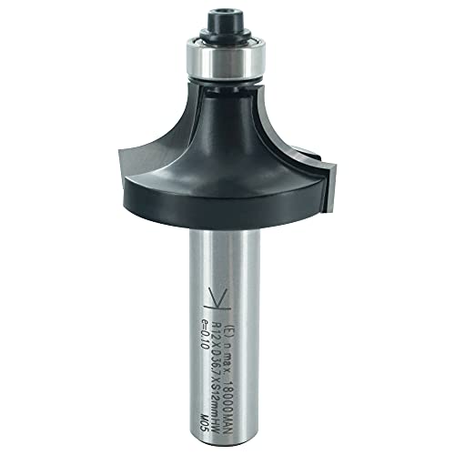 ENT 14378 Abrundfräser HW, Schaft (S) 12 mm, Durchmesser (D) 36,7 mm, NL 19 mm, R 12 mm, SL 40 mm, mit Kugellager von ENT European Norm Tools