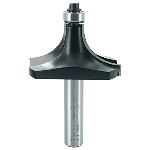 ENT 14386 Abrundfräser HW, Schaft (S) 12 mm, Durchmesser (D) 57,1 mm, NL 28,6 mm, R 22,2 mm, SL 45 mm, mit Kugellager von ENT European Norm Tools