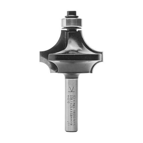 ENT 14560 Duo-Radienfräser HW, Schaft (S) 8 mm, Durchmesser (D) 38,1 mm, NL 25,4 mm, R1 6,35 mm, R2 12,7 mm, SL 32 mm, mit Kugellager von ENT European Norm Tools