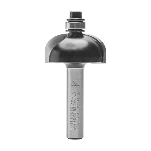 ENT 14674 Hohlkehlfräser HW, Schaft (S) 8 mm, Durchmesser (D) 28,6 mm, NL 12,7 mm, R 9,5 mm, SL 32 mm, mit Kugellager von ENT European Norm Tools