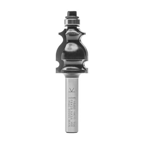 ENT 15450 Dekorativer Langprofilfräser HW, Schaft (S) 8 mm, Durchmesser (D) 19 mm, NL 24,4 mm, R 2 mm, SL 32 mm, mit Kugellager von ENT European Norm Tools
