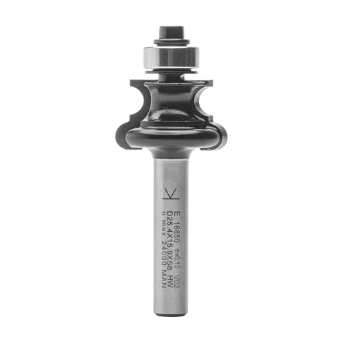 ENT 16850 Rolladenfräser Konkav & Konvex HW, Schaft (S) 8 mm, Durchmesser (D) 25,4 mm, NL 15,9 mm, R 3,18 mm, SL 32 mm, mit Kugellager von ENT European Norm Tools