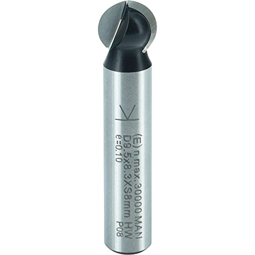 ENT 17060 Kugelfräser HW, Schaft (S) 8 mm, Durchmesser (D) 9,5 mm, NL 8,3 mm, R 4,75 mm, T 0,75 mm, SL 32 mm, für runde Nuten von ENT European Norm Tools