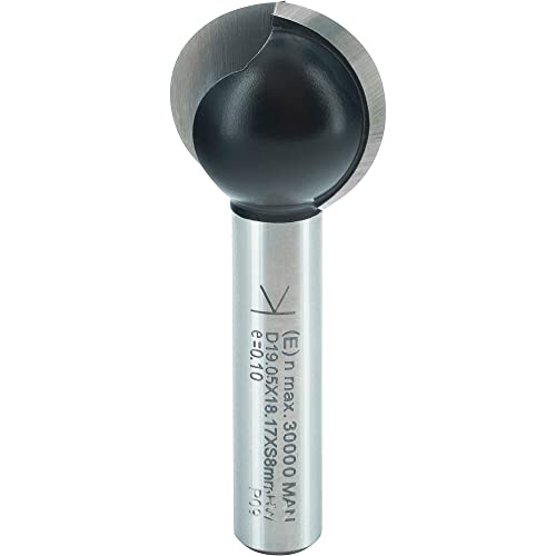 ENT 17066 Kugelfräser HW, Schaft (S) 8 mm, Durchmesser (D) 19,05 mm, NL 18,2 mm, R 9,5 mm, T 5,53 mm, SL 32 mm, für runde Nuten von ENT European Norm Tools