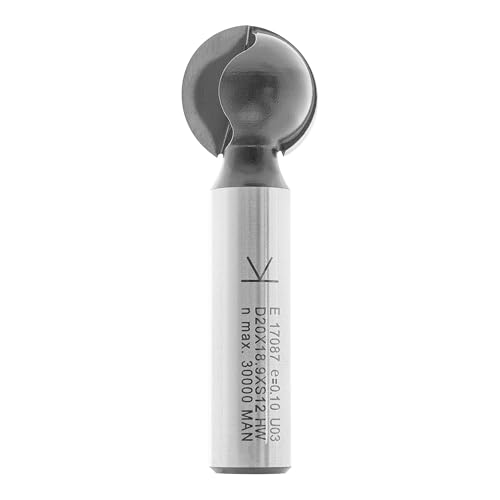 ENT 17087 Kugelfräser HW, Schaft (S) 12 mm, Durchmesser (D) 20 mm, NL 18,93 mm, R 10 mm, T 4 mm, SL 40 mm, für runde Nuten von ENT European Norm Tools
