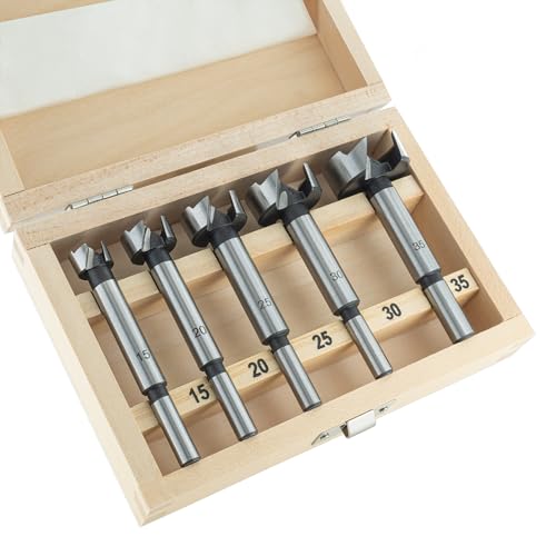 ENT 25100 5-tlg. Forstnerbohrer Set WS Ø 15-20-25-30-35 mm - für einfaches Bohren von Sacklöchern in Weichholz von ENT European Norm Tools