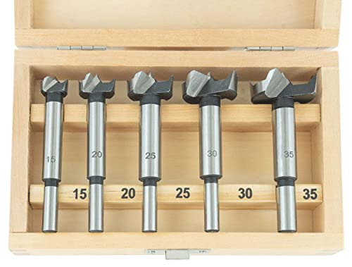 ENT 25250 5-tlg. Kunstbohrer Set WS - Ø 15-20-25-30-35 mm - Bohrer für saubere und maßhaltige Bohrlöcher in Weichholz von ENT European Norm Tools