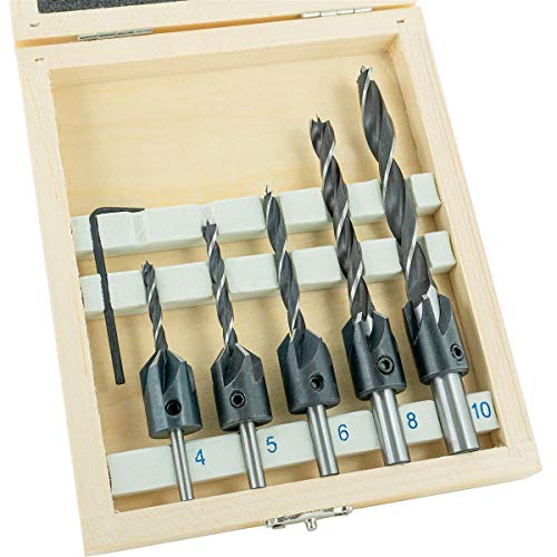 ENT 26514 6-tlg. Bohrer-Senker-Satz WS - 5 zylindrische Spiralbohrer + Werkzeug von ENT European Norm Tools