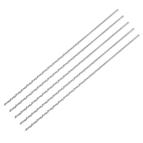 ENT 50443 Holzspiralbohrer Ø 3 mm im 5er-Pack, extra lang 200mm, HSS-G, mit Zentrierspitze und Vorschneider, D 3 x NL 135 x GL 200mm, Schaft zylindrisch von ENT European Norm Tools