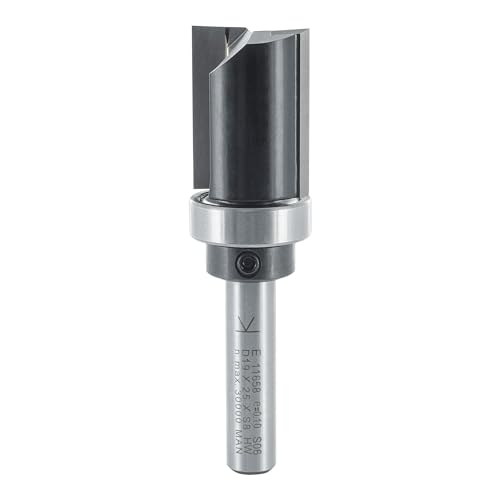 ENT European Norm Tools 11658 Bündigfräser HW, Schaft 8 mm, Durchmesser 19 mm, NL 25 mm, SL 32 mm, GL 63 mm, mit Kugellager am Schaft von ENT European Norm Tools