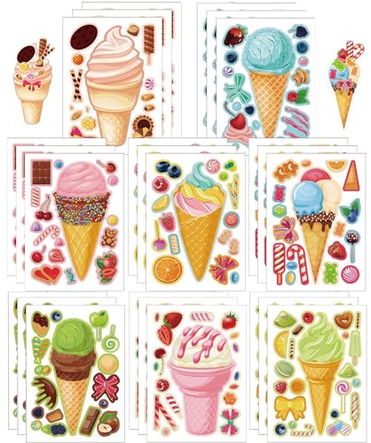 24 Blätter Mach deine eigenen Eiscreme-Sticker Mach ein Gesicht Sticker für Kinder Kleinkinder mit DIY Bastelstickern Kinderparty-Geschenke Bastelbedarf 24 Blätter Mach deine eigenen Eiscreme-Sticker Mach ein Gesicht Sticker für Kinder Kleinkinder mit DIY Bastelstickern Kinderparty-Geschenke Bastelbedarf von ENTHUR
