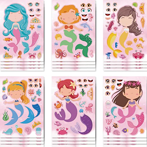 24 Blätter Machen Sie Ihre eigenen Meerjungfrauen-Aufkleber Machen Sie Gesichtsaufkleber für Kinder Kleinkinder mit Mermaid DIY Bastelaufkleber Kinderparty-Geschenke Bastelbedarf 24 Blätter Machen Sie Ihre eigenen Meerjungfrauen-Aufkleber Machen Sie Gesichtsaufkleber für Kinder Kleinkinder mit Mermaid DIY Bastelaufkleber Kinderparty-Geschenke Bastelbedarf von ENTHUR