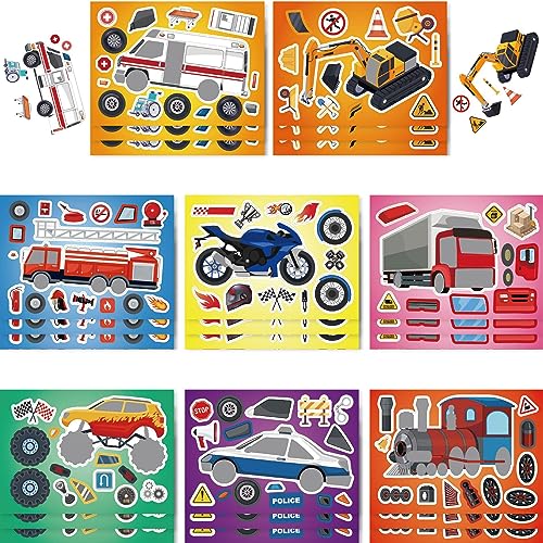 ENTHUR 24 Blatt Basteln Sie Ihre eigenen Aufkleber Gesichtsaufkleber für Kinder Kleinkinder mit Bauambulanz Feuerwehrauto Güterwagen Polizeiauto Jeep Zug DIY Bastelaufkleber ENTHUR 24 Blatt Basteln Sie Ihre eigenen Aufkleber Gesichtsaufkleber für Kinder Kleinkinder mit Bauambulanz Feuerwehrauto Güterwagen Polizeiauto Jeep Zug DIY Bastelaufkleber von ENTHUR