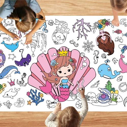 Giant Party Coloring Poster, 30 x 72 Inches Jumbo Coloring Banner/Table Cover for School Parties, Birthday Party, Special Events Decoration (Meerjungfrau) von ENTHUR