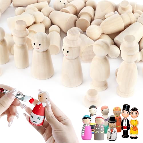 ENUTROF Holzfiguren Puppen 50Stk Holzkegel zum Bemalen und Basteln Spielfiguren Holz für Kinder Malen Familie DIY Basteln Hochzeit Geburtstag Dekoration Weihnachten ENUTROF Holzfiguren Puppen 50Stk Holzkegel zum Bemalen und Basteln Spielfiguren Holz für Kinder Malen Familie DIY Basteln Hochzeit Geburtstag Dekoration Weihnachten von ENUTROF