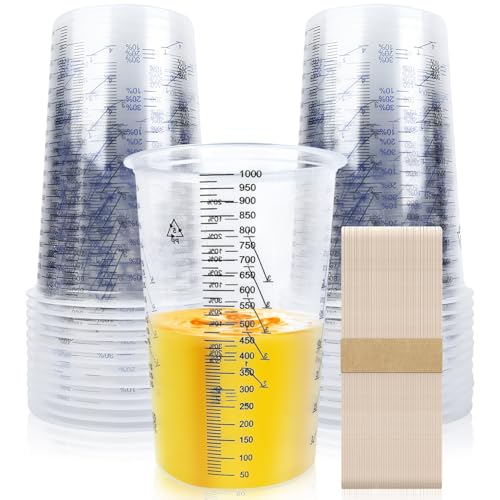 Mischbecher Lack 20STK 1000ml Lackmischbecher Einweg Farbmischbecher mit Skala Mischbecher Epoxidharz Farbbecher mit Mischskala für Kunstprojekte Harz Farbe und Pigmente zum Mischen und Abmessen Mischbecher Lack 20STK 1000ml Lackmischbecher Einweg Farbmischbecher mit Skala Mischbecher Epoxidharz Farbbecher mit Mischskala für Kunstprojekte Harz Farbe und Pigmente zum Mischen und Abmessen von ENUTROF